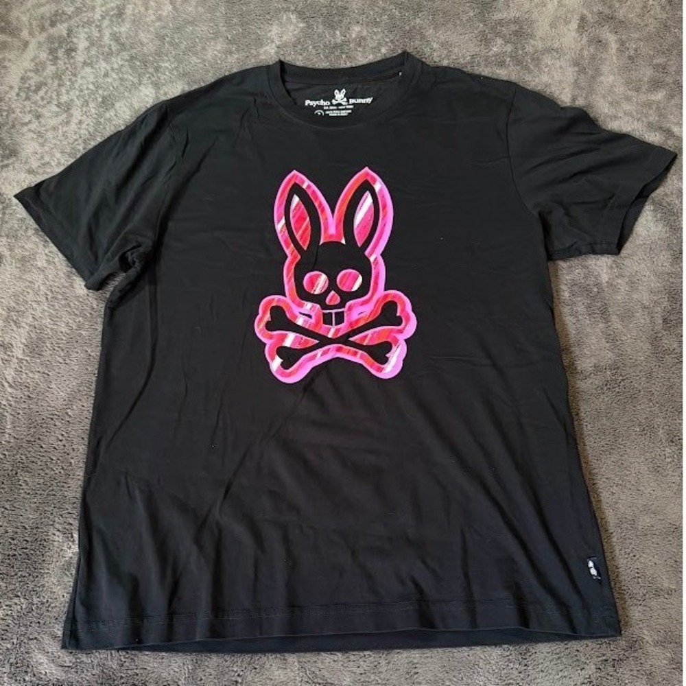 Psycho Bunny Mens Black Pima Cotton Graphic Logo T-Shirt Size 7 XL XXL